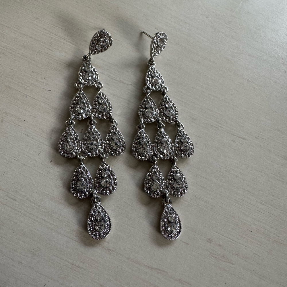 Elegant Silver Chandelier Earrings